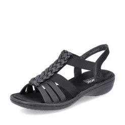 Rieker Women'S Strappy Sandals Asphalt Black