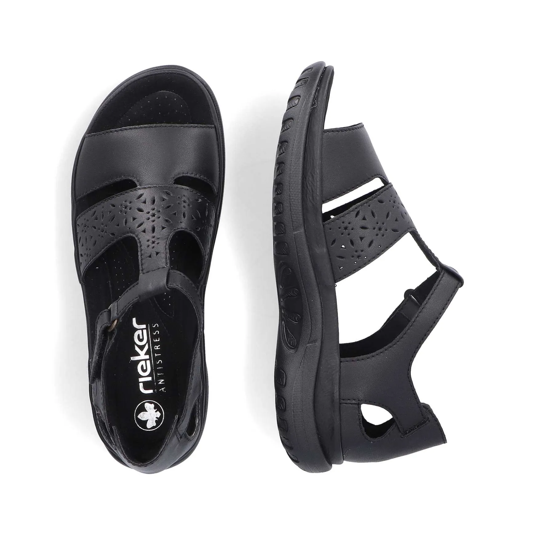 Rieker Women'S Strappy Sandals Glossy Black