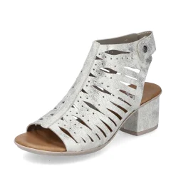 Rieker Women'S Strappy Sandals Silver Metallic