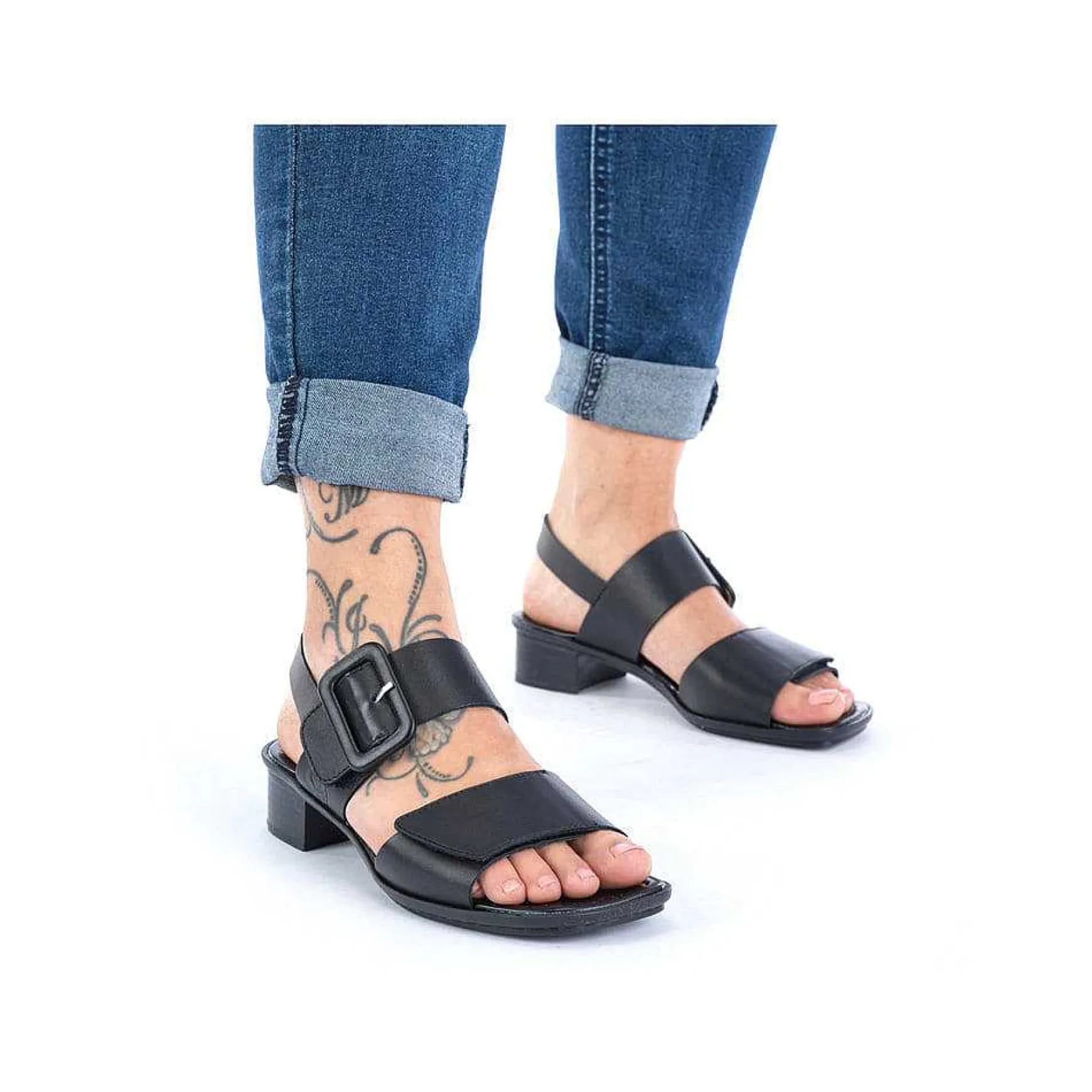 Rieker Women'S Strappy Sandals Glossy Black