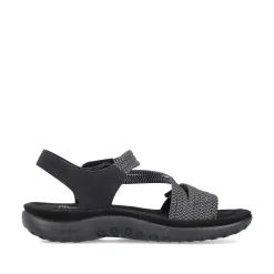 Rieker Women'S Strappy Sandals Asphalt Black