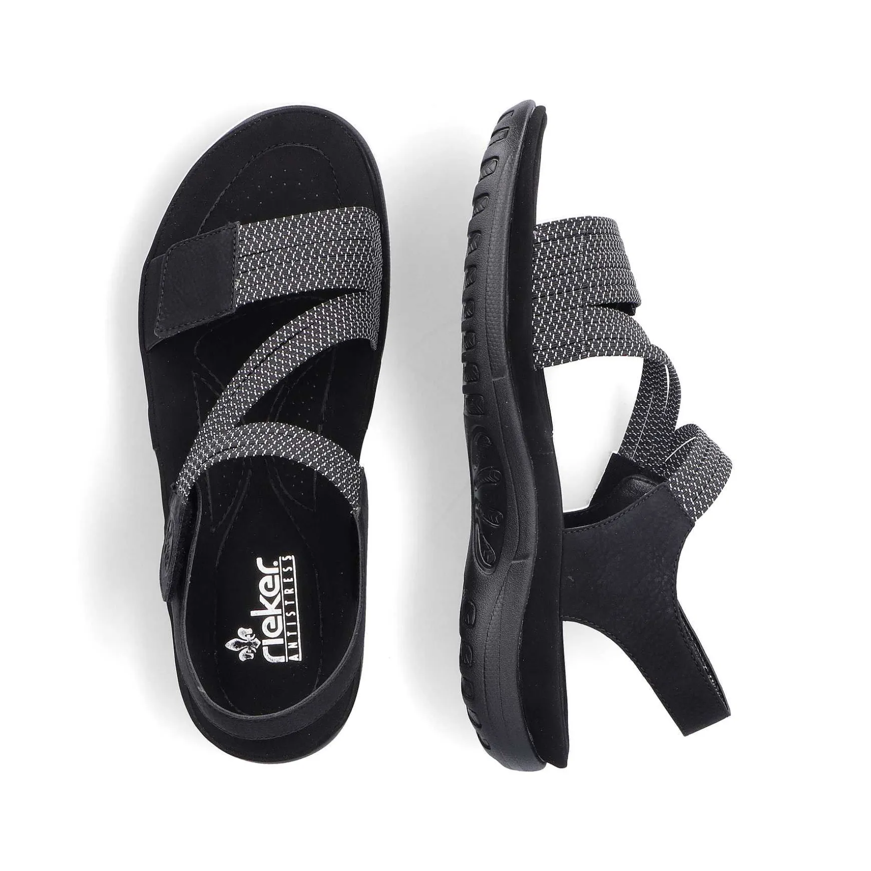 Rieker Women'S Strappy Sandals Asphalt Black