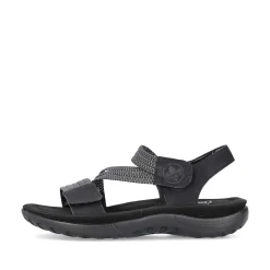 Rieker Women'S Strappy Sandals Asphalt Black