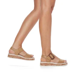 Rieker Women'S Strappy Sandals Clay Beige