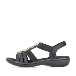 Rieker Women'S Strappy Sandals Asphalt Black