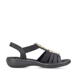Rieker Women'S Strappy Sandals Asphalt Black