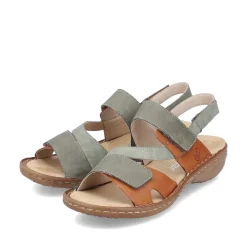Rieker Women'S Strappy Sandals Green Grey