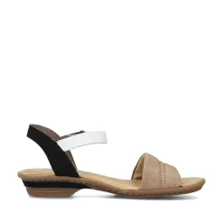 Rieker Women'S Strappy Sandals Sand Beige-Black