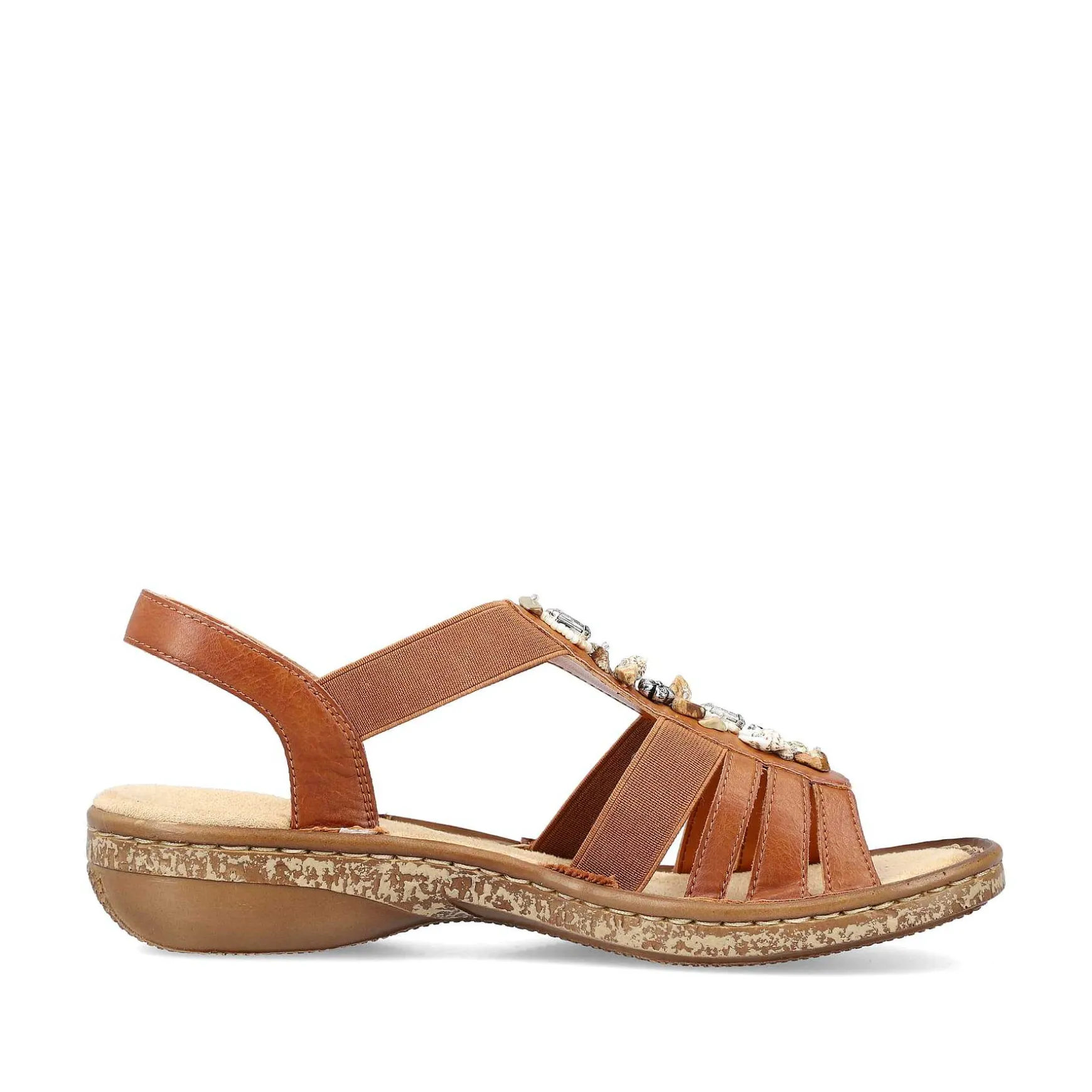 Rieker Women'S Strappy Sandals Caramel Brown