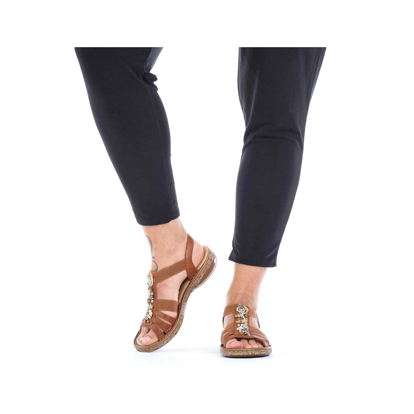 Rieker Women'S Strappy Sandals Caramel Brown