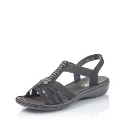 Rieker Women'S Strappy Sandals Night Black