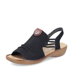 Rieker Women'S Strappy Sandals Asphalt Black