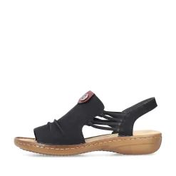 Rieker Women'S Strappy Sandals Asphalt Black