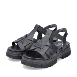 Rieker Women'S Strappy Sandals Asphalt Black