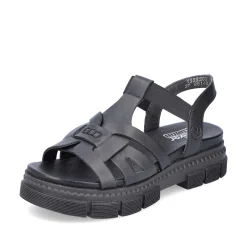 Rieker Women'S Strappy Sandals Asphalt Black
