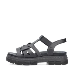 Rieker Women'S Strappy Sandals Asphalt Black