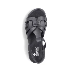 Rieker Women'S Strappy Sandals Asphalt Black