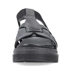 Rieker Women'S Strappy Sandals Asphalt Black