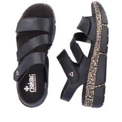 Rieker Women'S Strappy Sandals Asphalt Black