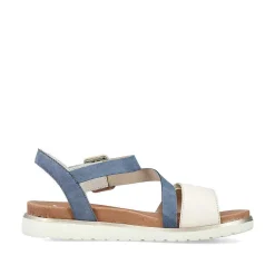 Rieker Women'S Strappy Sandals Pacific Blue-Old White