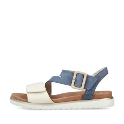 Rieker Women'S Strappy Sandals Pacific Blue-Old White
