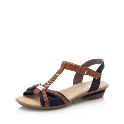 Rieker Women'S Strappy Sandals Sea Blue-Brown