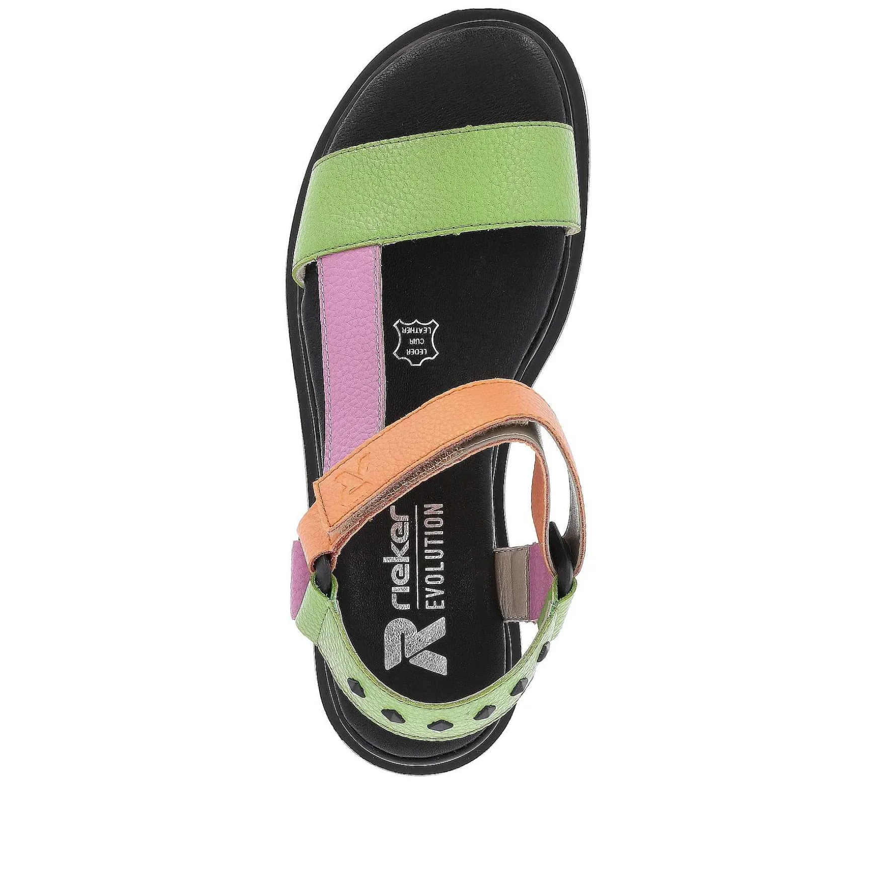 Rieker Women'S Strappy Sandals Black-Green-Pink-Orange