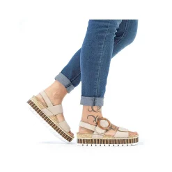 Rieker Women'S Strappy Sandals Sand Beige