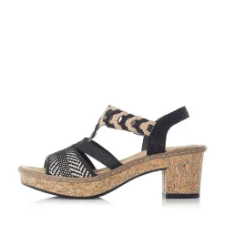 Rieker Women'S Strappy Sandals Jet Black