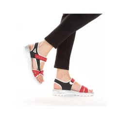 Rieker Women'S Trekking Sandals Fire Red-Navy Blue