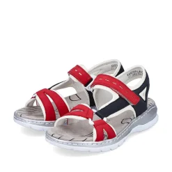 Rieker Women'S Trekking Sandals Fire Red-Navy Blue