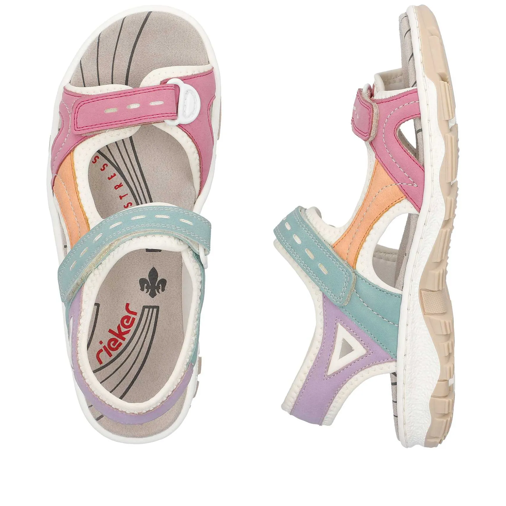 Rieker Women'S Trekking Sandals White-Multicolored