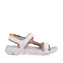 Rieker Women'S Trekking Sandals Swan-White Rainbow