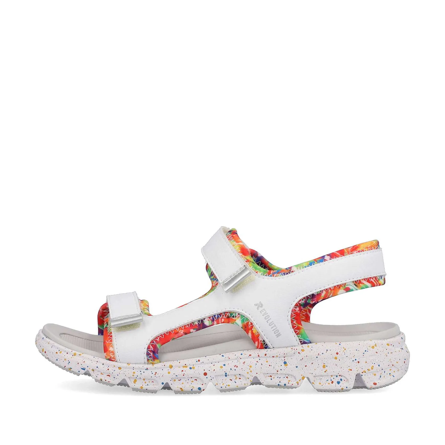 Rieker Women'S Trekking Sandals Swan-White Rainbow