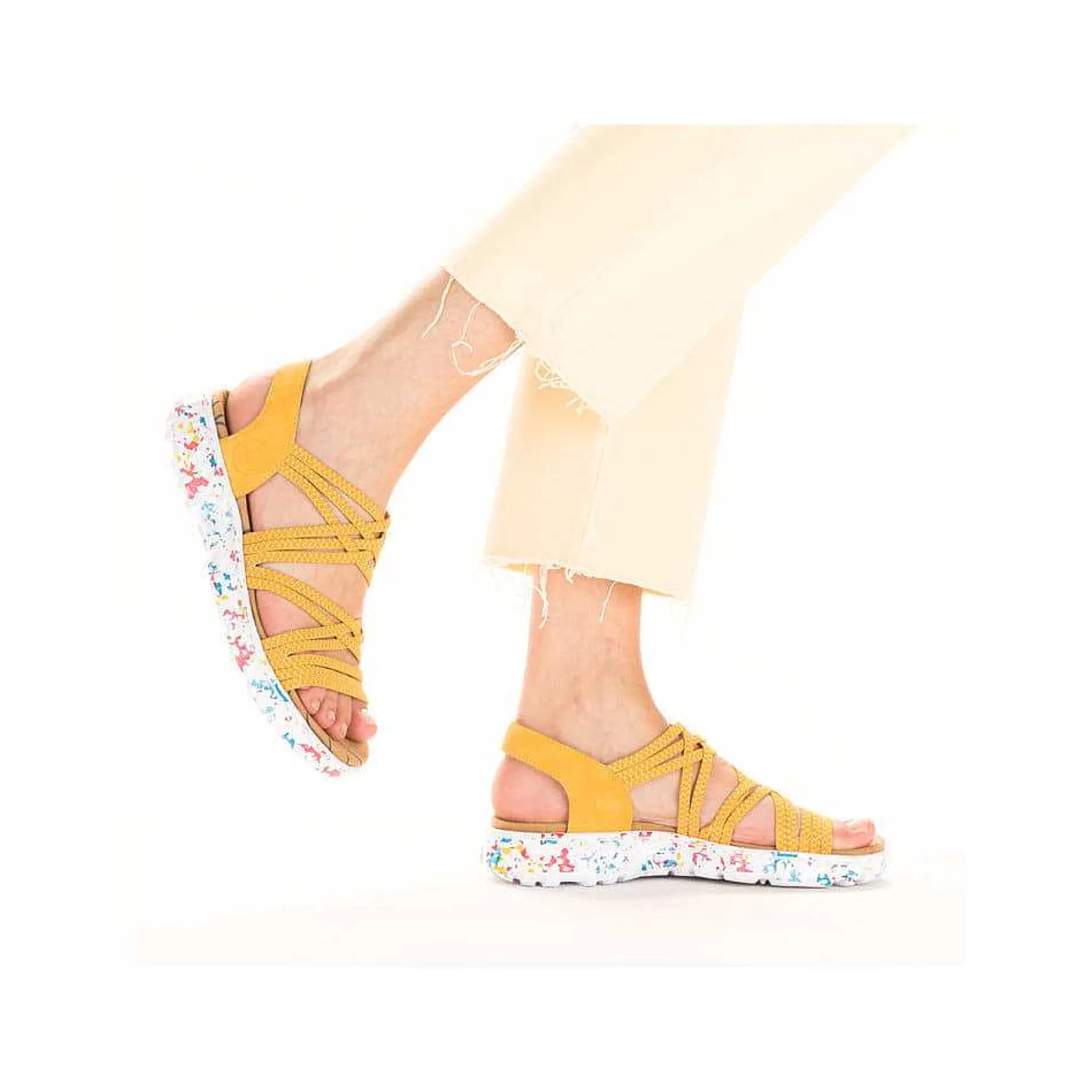 Rieker Women'S Trekking Sandals Sunflower Yellow-Multi