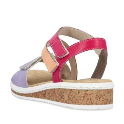 Rieker Women'S Wedge Sandals Purple-Pink-Salmon