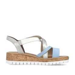 Rieker Women'S Wedge Sandals Pastel Blue