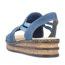 Rieker Women'S Wedge Sandals Sea Blue