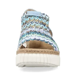 Rieker Women'S Wedge Sandals Sky Blue-Multicolored