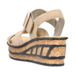 Rieker Women'S Wedge Sandals Sand Beige