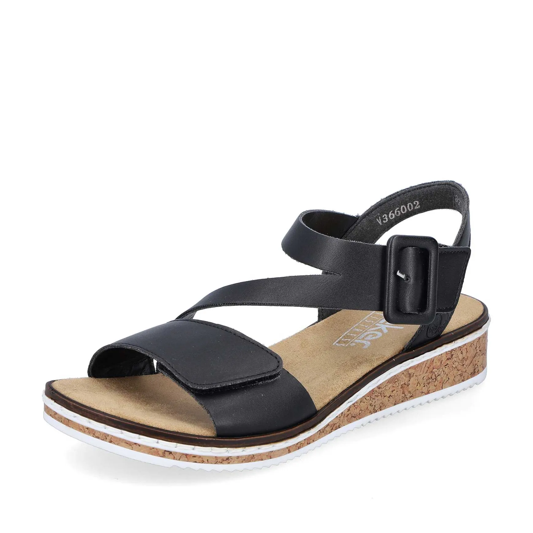 Rieker Women'S Wedge Sandals Matt Black