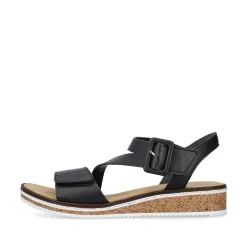 Rieker Women'S Wedge Sandals Matt Black