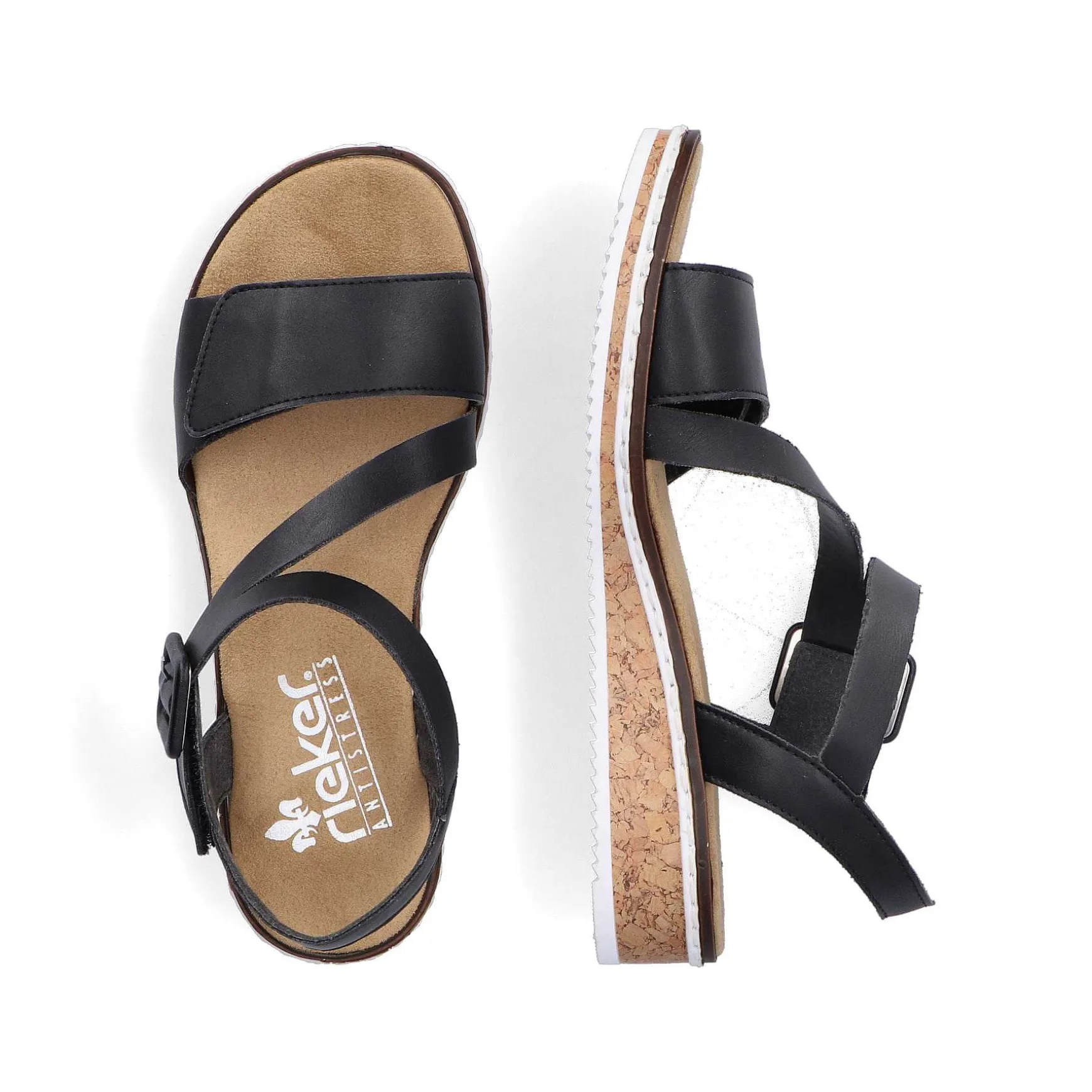 Rieker Women'S Wedge Sandals Matt Black