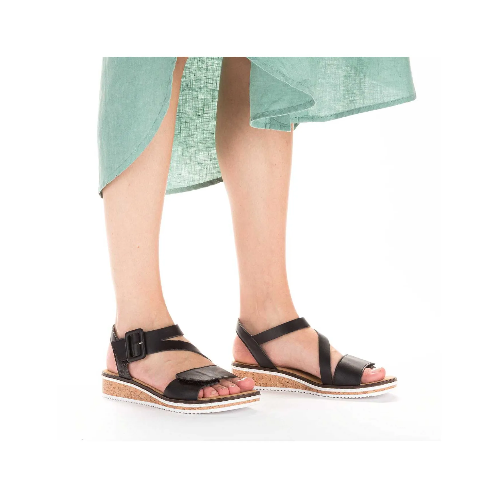 Rieker Women'S Wedge Sandals Matt Black