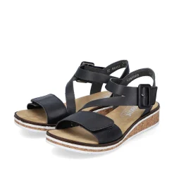 Rieker Women'S Wedge Sandals Matt Black