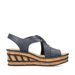 Rieker Women'S Wedge Sandals Slate Blue