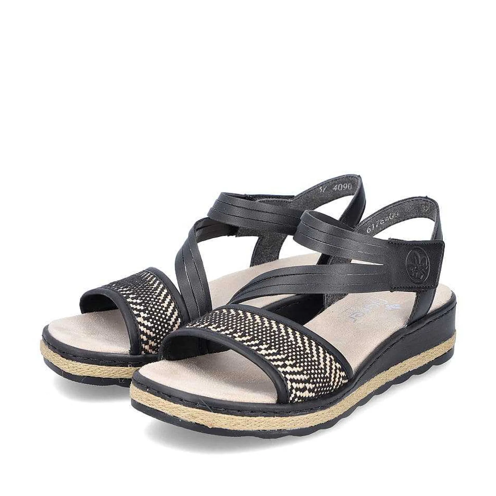 Rieker Women'S Wedge Sandals Asphalt Black