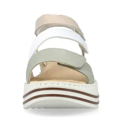 Rieker Women'S Wedge Sandals Mint Green-White-Beige