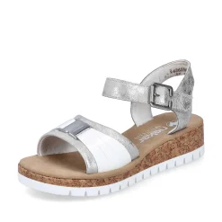 Rieker Women'S Wedge Sandals Silver-Platinum-Metallic