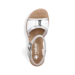 Rieker Women'S Wedge Sandals Silver-Platinum-Metallic